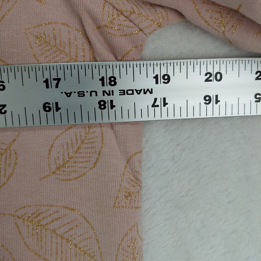 Boden Sweatshirt Womens 6 Pink Gold Metalic Leaf Floral Print Puff Sleeve NEW - Picture 11 of 13